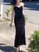 V-neck Sequins Spaghetti Straps Long Evening Prom Dresses, Custom Prom Dress, MR8809