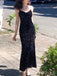 V-neck Sequins Spaghetti Straps Long Evening Prom Dresses, Custom Prom Dress, MR8809