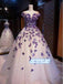 Ball-gown Tulle Cap Sleeves With Applique Long Prom Dresses, OL038