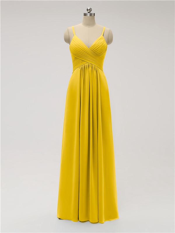 Spaghetti Strap Chiffon Floor Length Bridesmaid Dresses