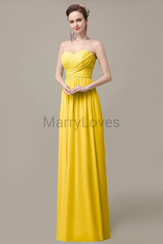 Sweetheart Chiffon Long Bridesmaid Dresses