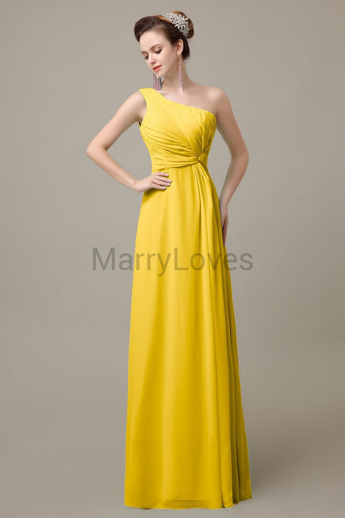 One Shoulder Long Chiffon Bridesmaid Dresses