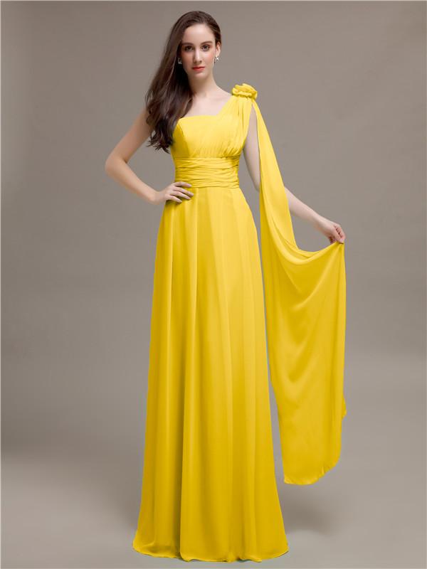 One-shoulder Appliques Chiffon Bridesmaid Dresses