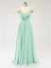 V Neck Chiffon Floor Length Bridesmaid Dresses