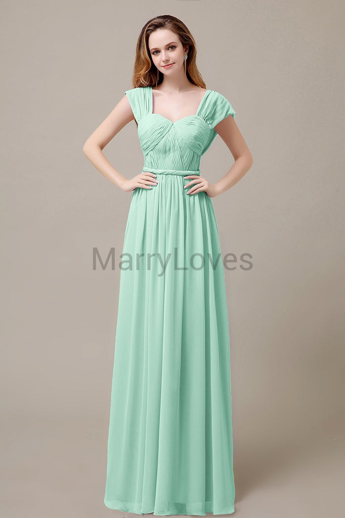 Floor Length Chiffon Bridesmaid Dresses with Pleated