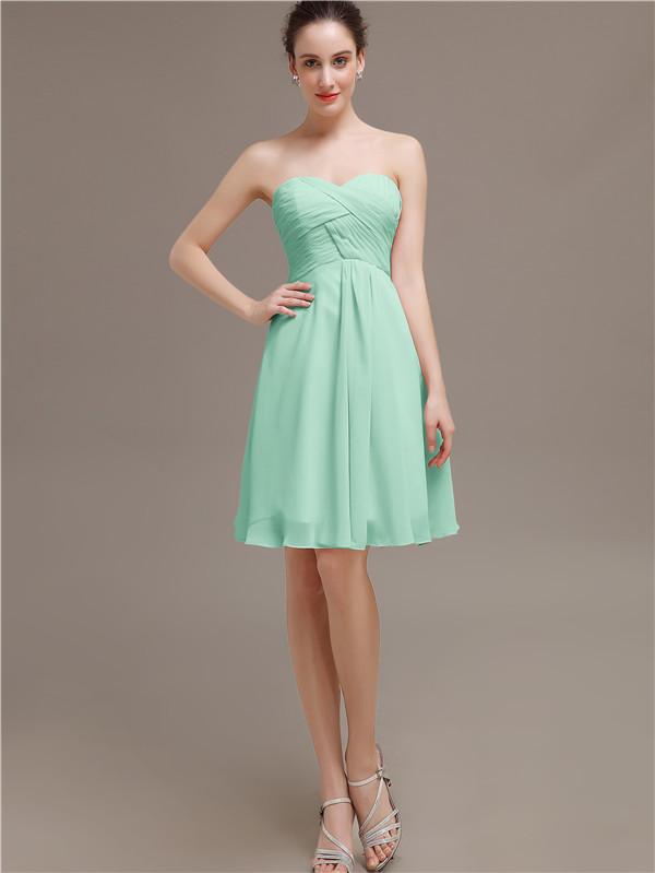 Sweetheart Pleats Chiffon Bridesmaid Dresses