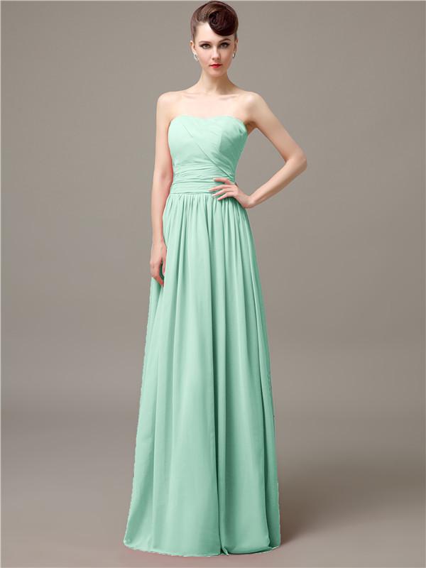 Strapless Pleats Chiffon Bridesmaid Dresses