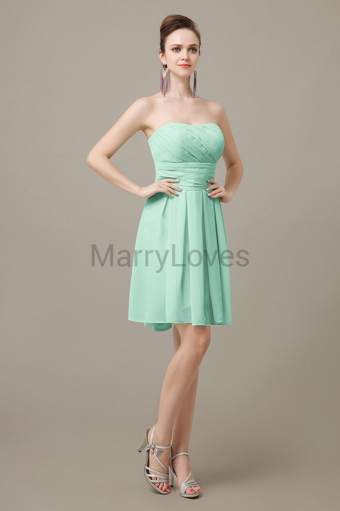 Strapless Pleats Sweetheart Bridesmaid Dresses