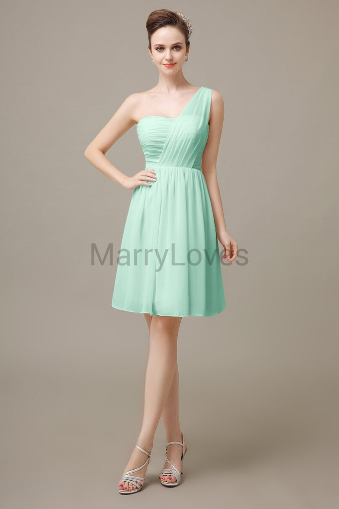 One shoulder Pleats Chiffon Bridesmaid Dresses