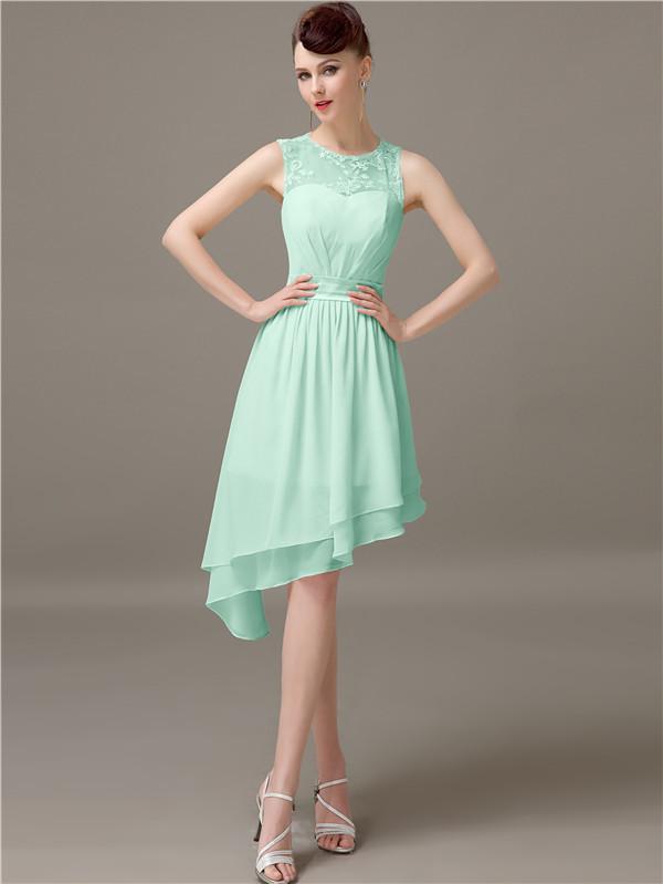 Illusion Short A-Line Bridesmaid Dresses