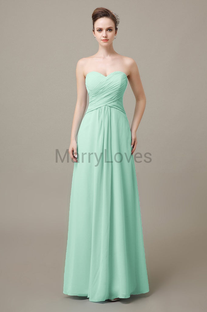 Sweetheart Chiffon Floor Length Bridesmaid Dresses