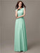 Floor-length Cap Sleeves Appliques Chiffon Bridesmaid Dresses