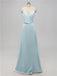 V Neck Satin Floor Length Bridesmaid Dresses