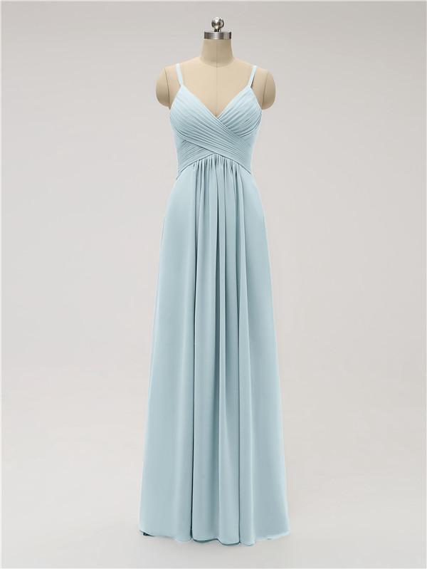 Spaghetti Strap Chiffon Floor Length Bridesmaid Dresses