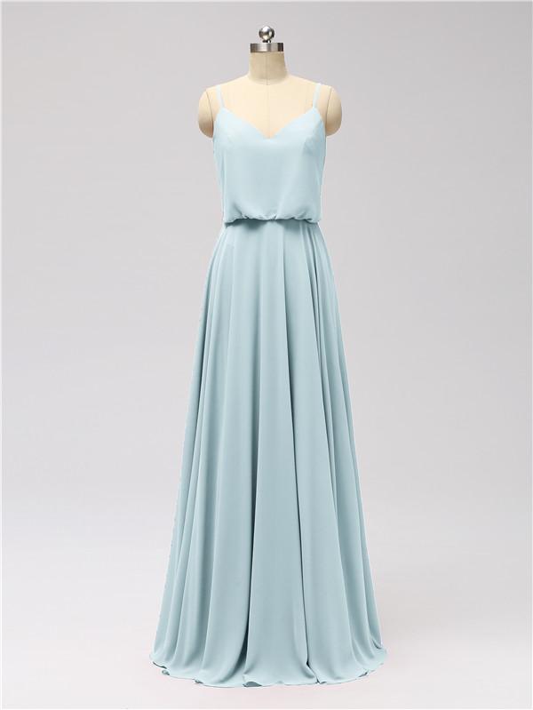 Spaghetti Strap Chiffon Floor Length Bridesmaid Dresses