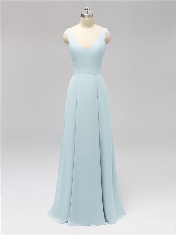 V Neck Floor Length Bridesmaid Dresses