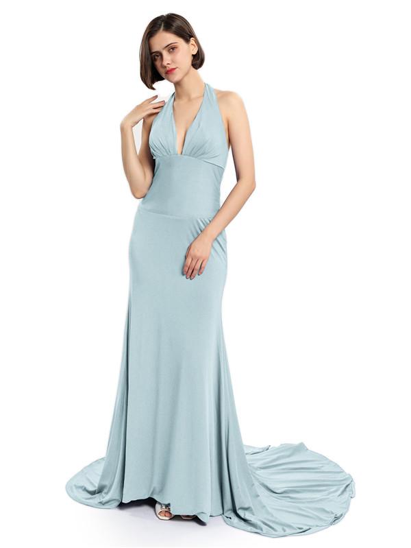 Mermaid Halter Deep V-neck Bridesmaid Dresses