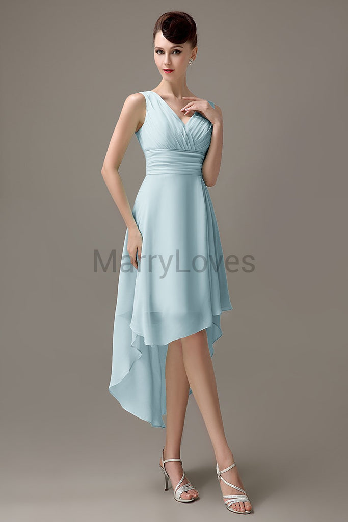 V-Neck Pleated Chiffon Bridesmaid Dresses