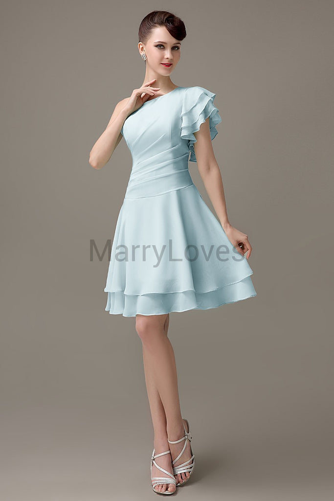 One Shoulder Ruffles Bridesmaid Dresses