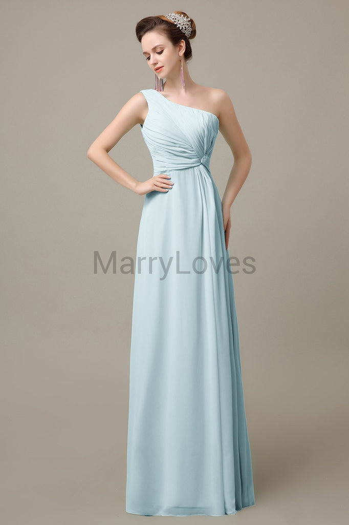 One Shoulder Long Chiffon Bridesmaid Dresses