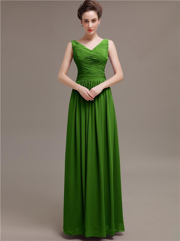 V-Neck Pleats Chiffon Bridesmaid Dresses