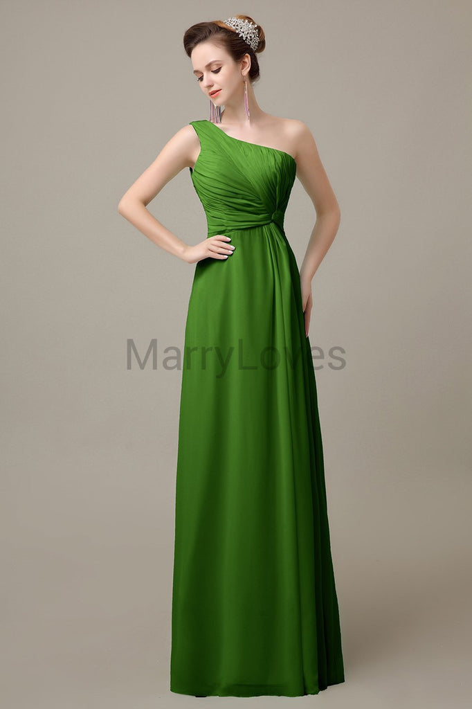 One Shoulder Long Chiffon Bridesmaid Dresses