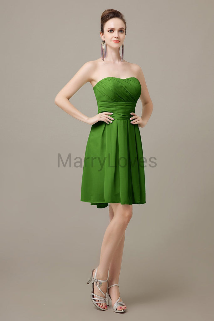 Strapless Pleats Sweetheart Bridesmaid Dresses