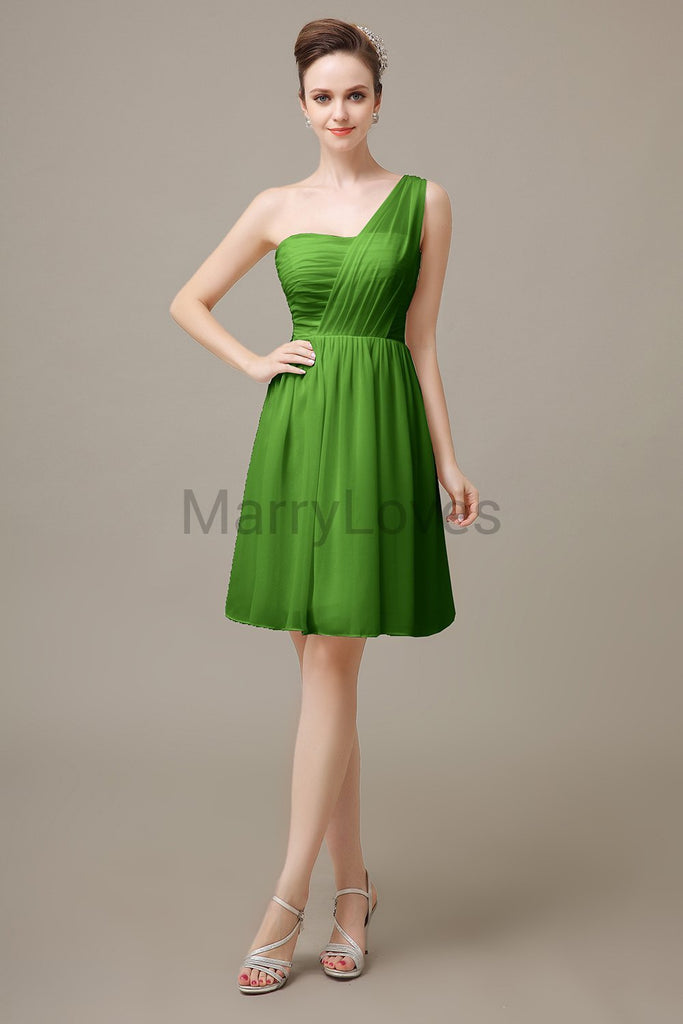 One shoulder Pleats Chiffon Bridesmaid Dresses