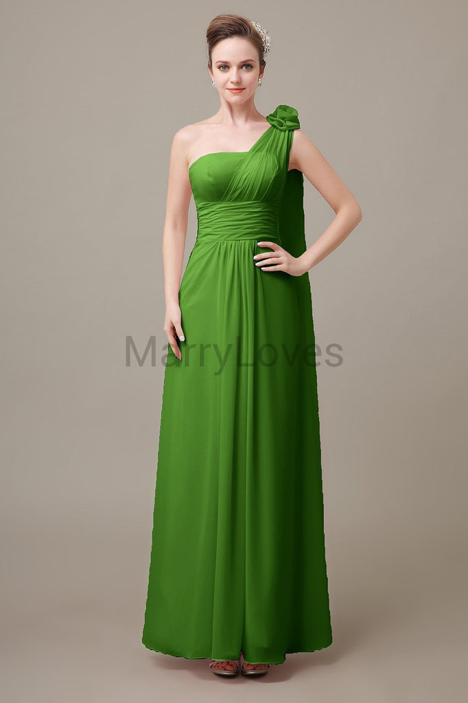One Shoulder Long Chiffon Bridesmaid Dresses