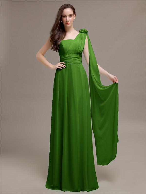 One-shoulder Appliques Chiffon Bridesmaid Dresses