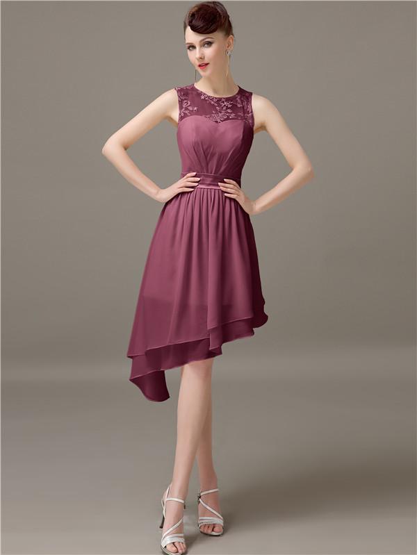 Illusion Short A-Line Bridesmaid Dresses