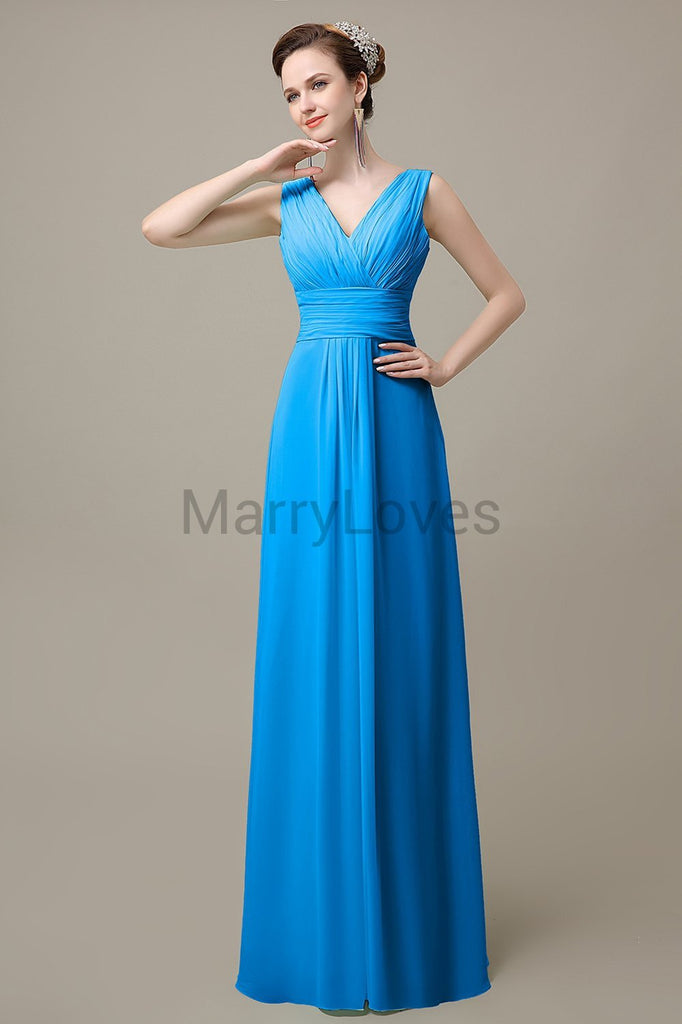 V-Neck Sleeveless Chiffon Bridesmaid Dresses