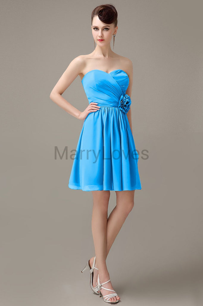 Sweetheart Chiffon Short Bridesmaid Dresses