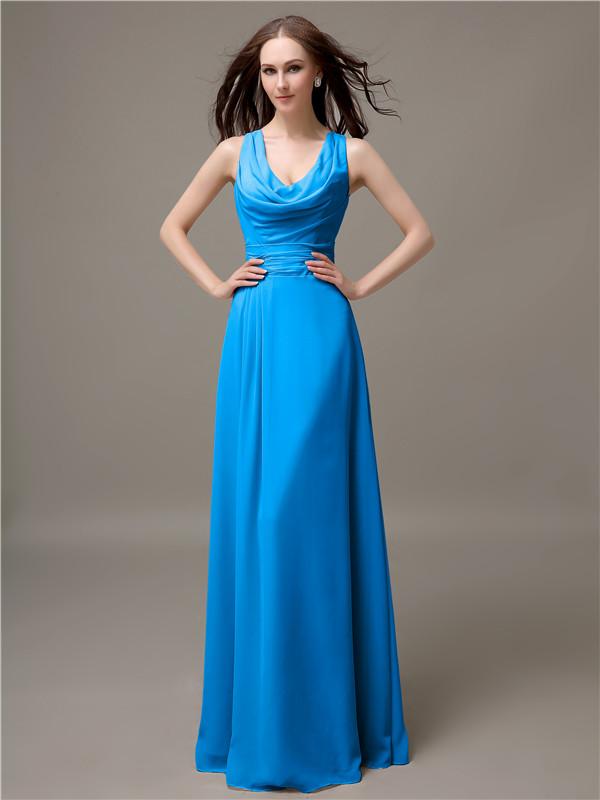 A-line Jewel Neck Floor-length Bridesmaid Dresses