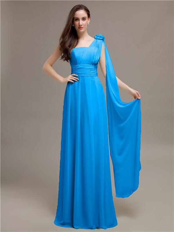 One-shoulder Appliques Chiffon Bridesmaid Dresses