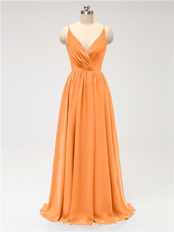 V Neck Chiffon Floor Length Bridesmaid Dresses