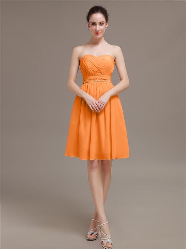 Sweetheart Chiffon Short Bridesmaid Dresses