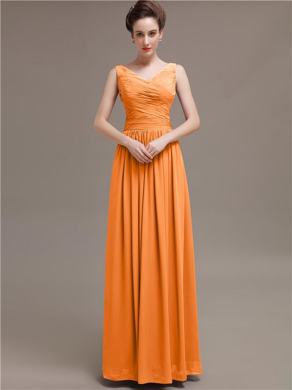 V-Neck Pleats Chiffon Bridesmaid Dresses