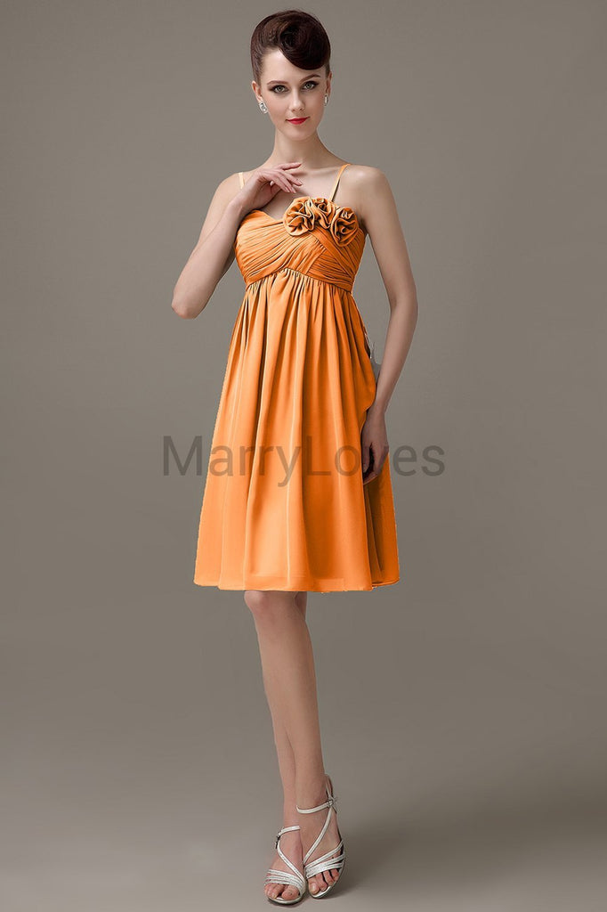 Spaghetti Strap Chiffon Short Bridesmaid Dresses