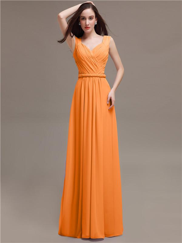 Straps Pleats Chiffon Bridesmaid Dresses