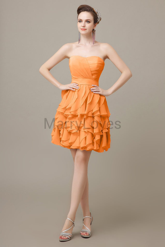 Sweetheart Ruffles Short Bridesmaid Dresses