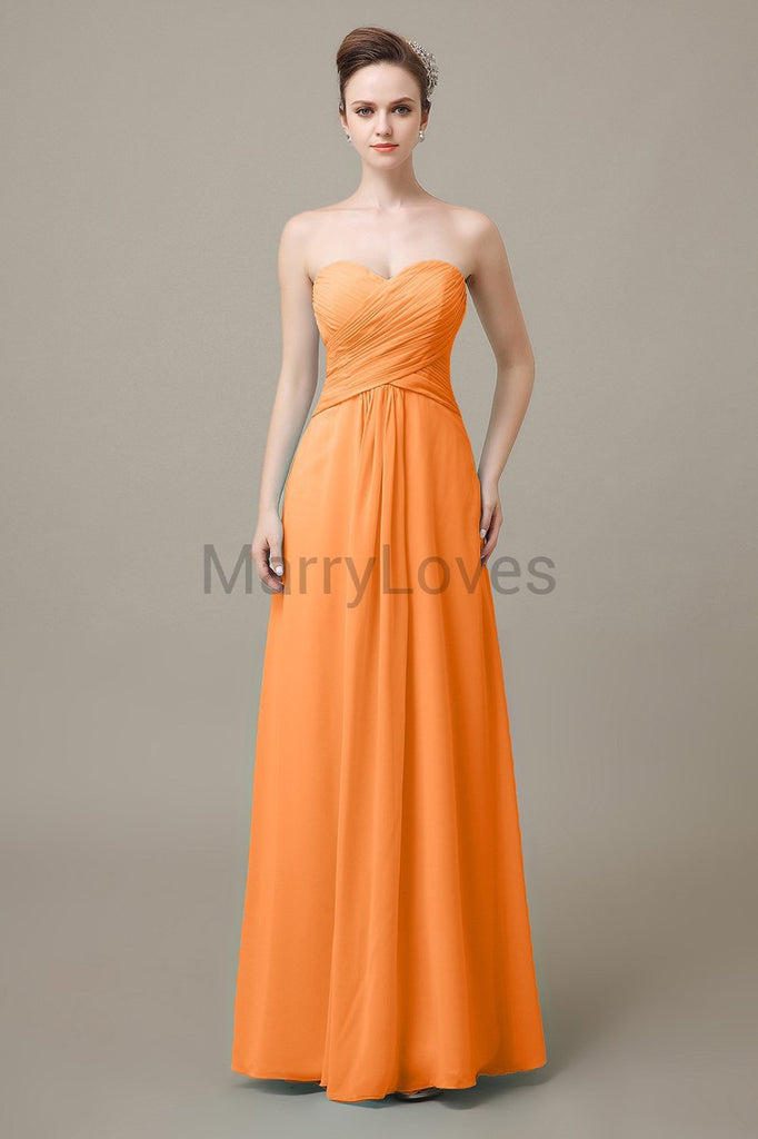 Sweetheart Chiffon Floor Length Bridesmaid Dresses