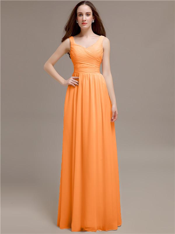 Scoop Neck Sleeveless Pleats Bridesmaid Dresses