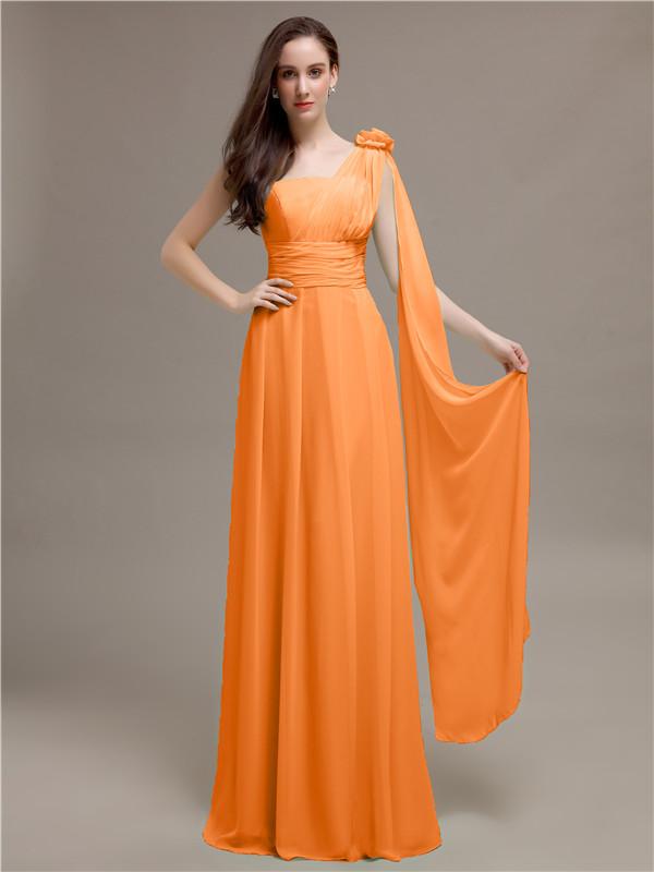 One-shoulder Appliques Chiffon Bridesmaid Dresses