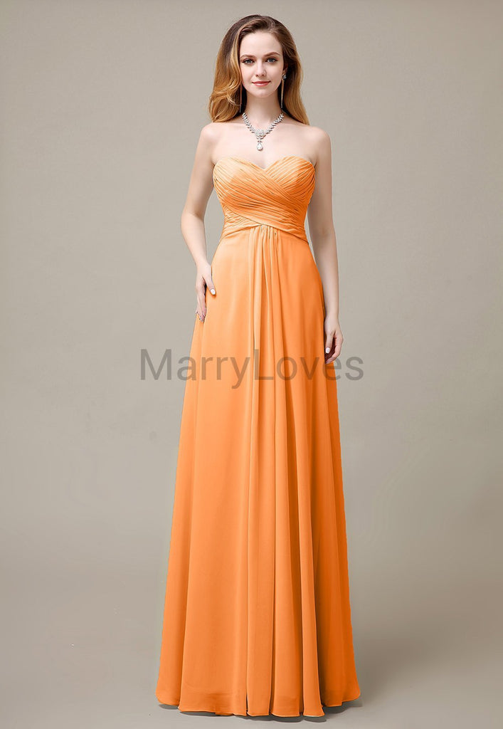 Cross-Pleated Chiffon Bridesmaid Dress with Sweetheart