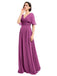 V-neck Short Sleeves Chiffon Bridesmaid Dresses