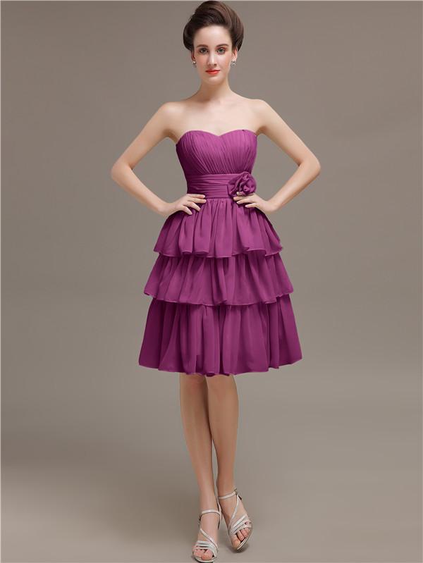 Sweetheart Pleats Short Bridesmaid Dresses