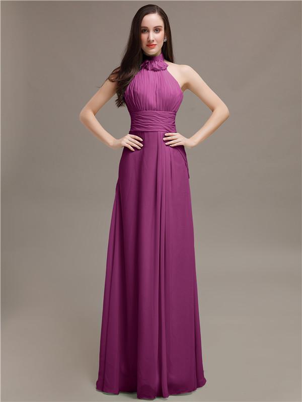 High Neck Chiffon Bridesmaid Dresses