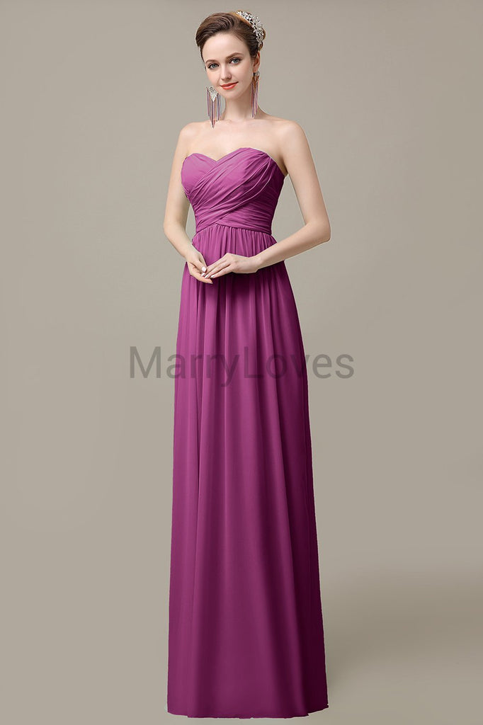 Sweetheart Chiffon Long Bridesmaid Dresses