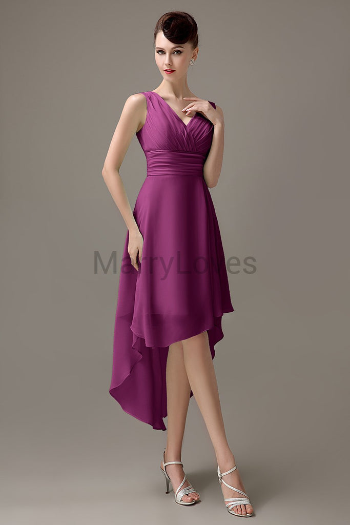 V-Neck Pleated Chiffon Bridesmaid Dresses